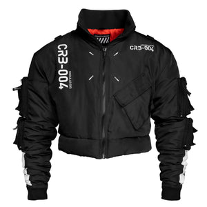 CRB-004 Black Crop Bomber Jacket