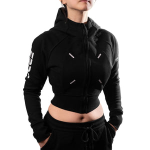 CRZ-Type 03A Black Crop Zip Hoodie