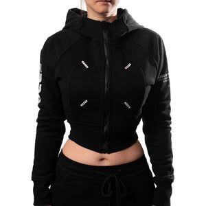 CRZ-Type 03A Black Crop Zip Hoodie