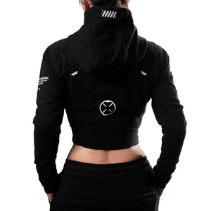 CRZ-Type 03A Black Crop Zip Hoodie