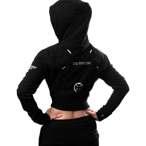 CRZ-Type 03A Black Crop Zip Hoodie