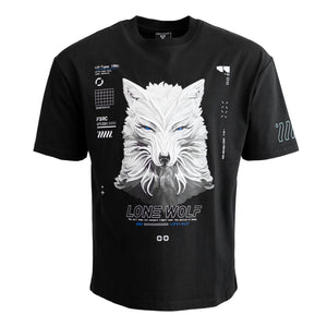 Lone Wolf Black Embroider Short Sleeve T