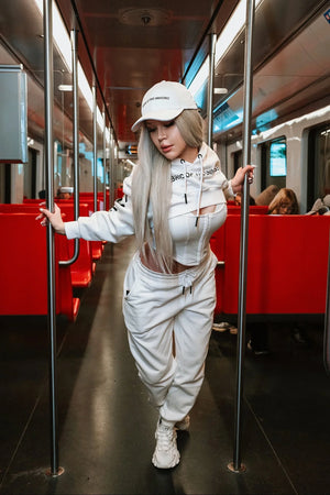 Augmental White Super Crop Hoodie