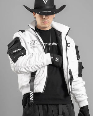 XB-04 White Short Bomber Jacket