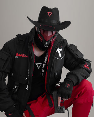 CH-1 Black Red Cowboy Hat