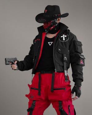 CH-1 Black Red Cowboy Hat