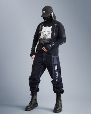 Lone Wolf Black Embroider Short Sleeve T