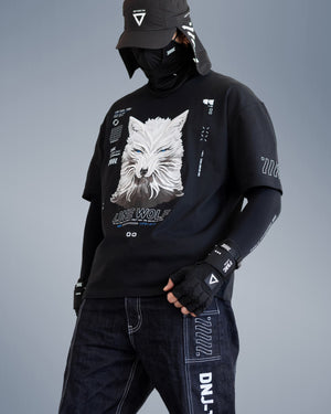 Lone Wolf Black Embroider Short Sleeve T