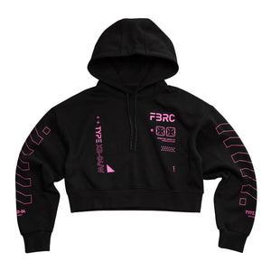XB-04 Black Pink Crop Hoodie