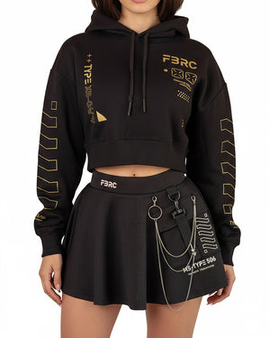 XB-04 Black Gold Crop Hoodie
