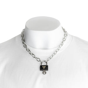 TR-03 Black Padlock SS Necklace