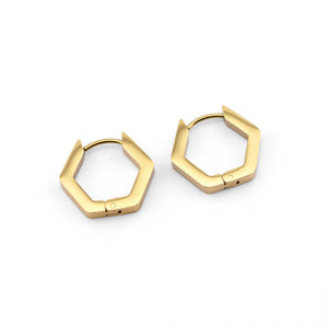 Hexagon Gold Stainless Steel Earrings