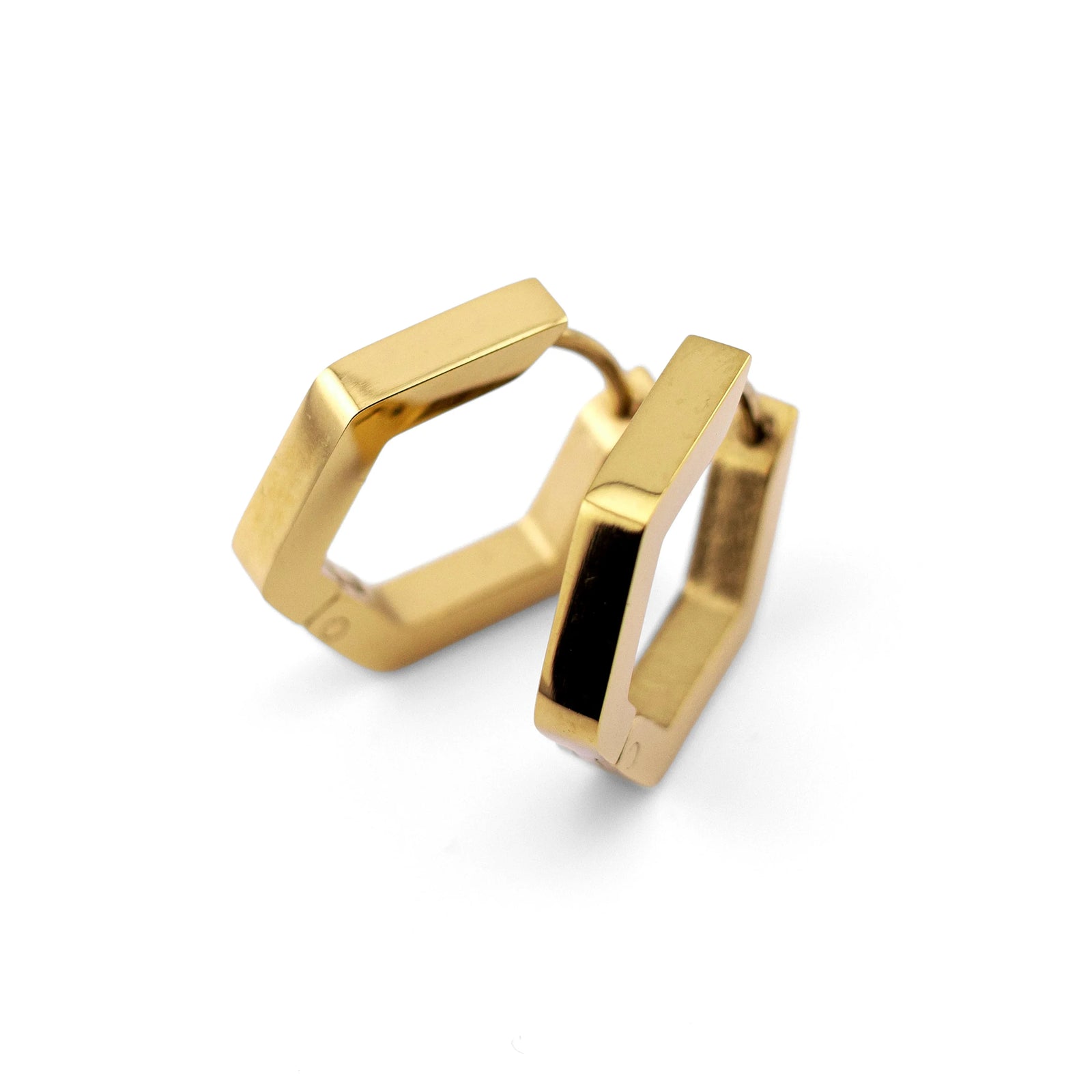 Hexagon Gold Stainless Steel Earrings