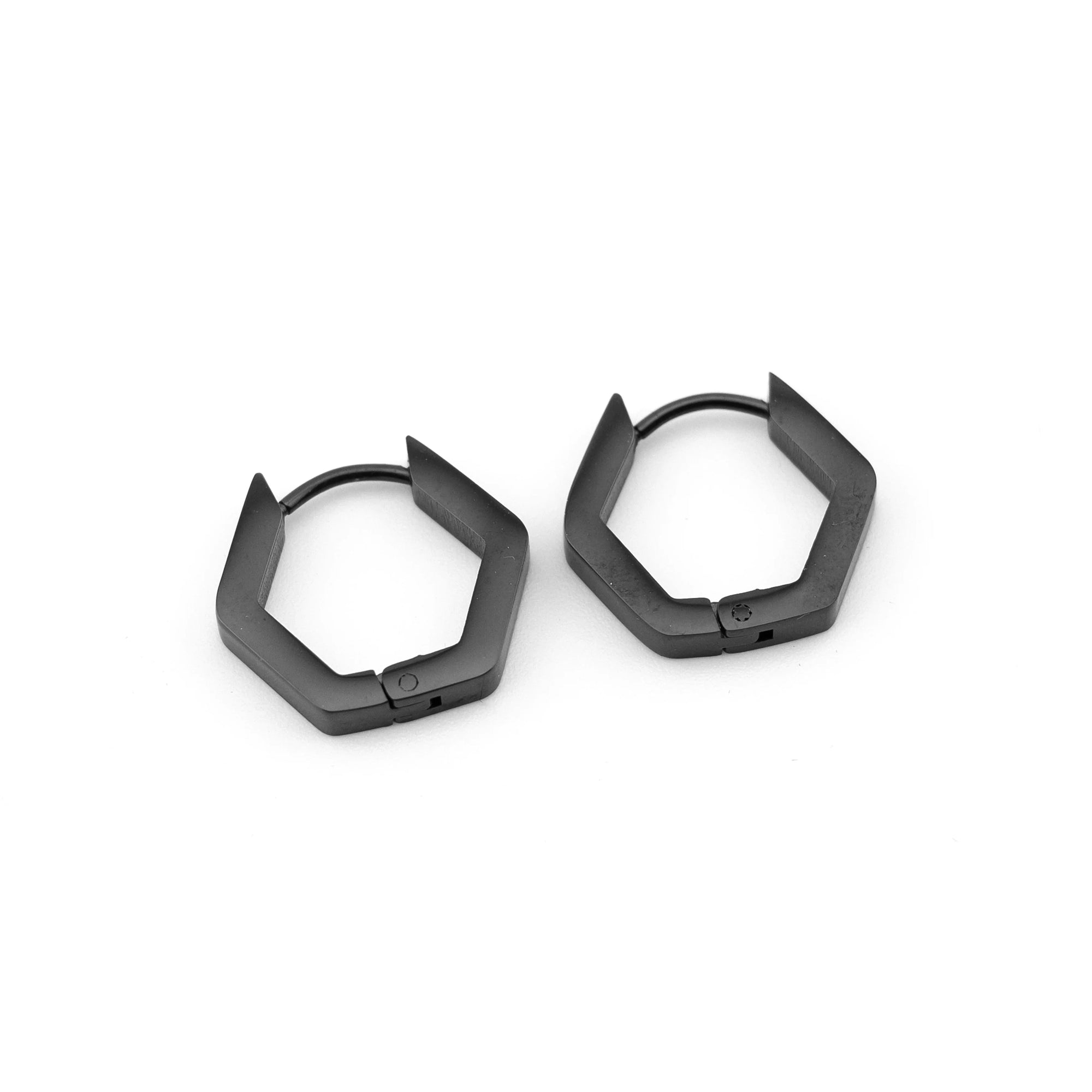 Hexagon Black Stainless Steel Earrings