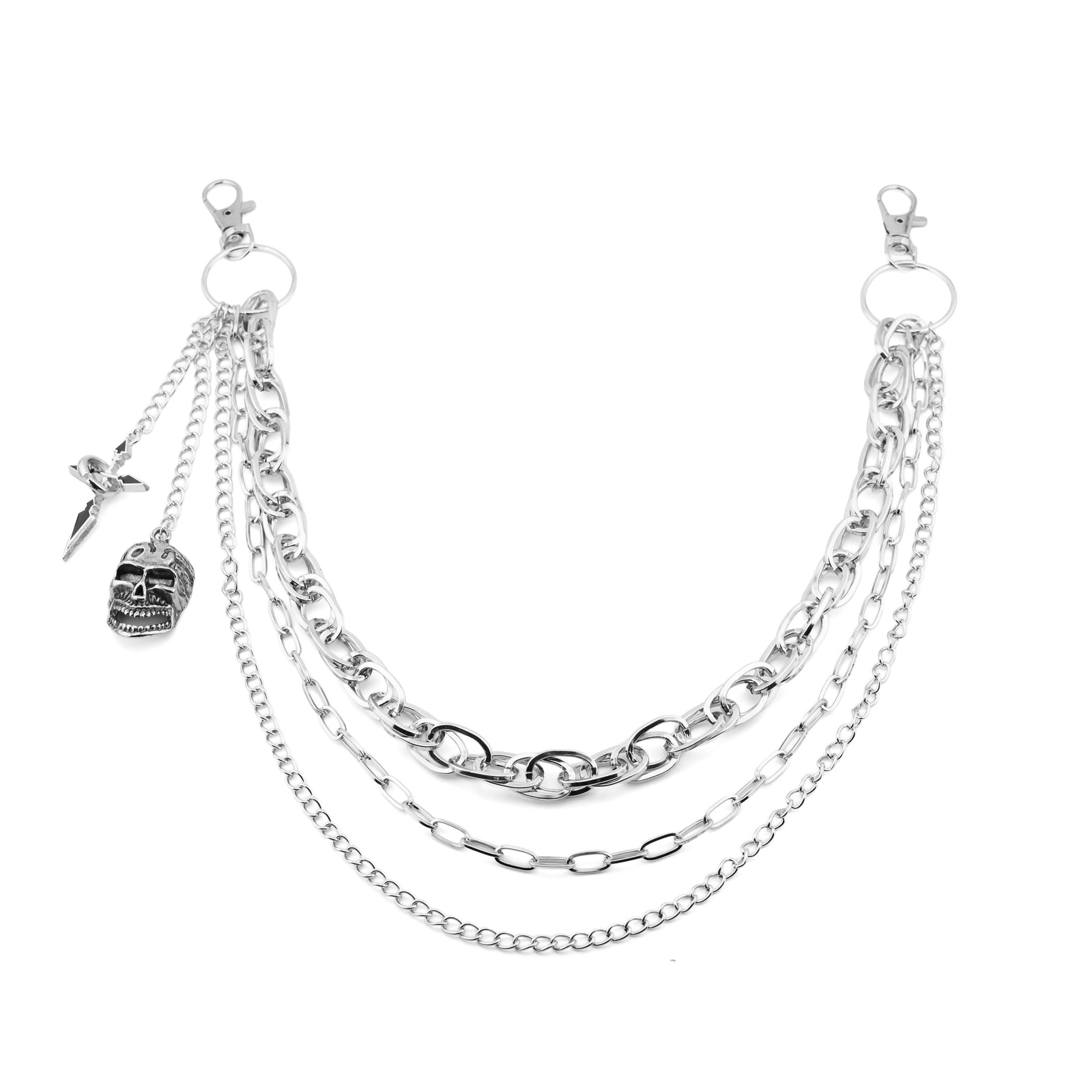 Bone Cross 02 Silver Waist Chain