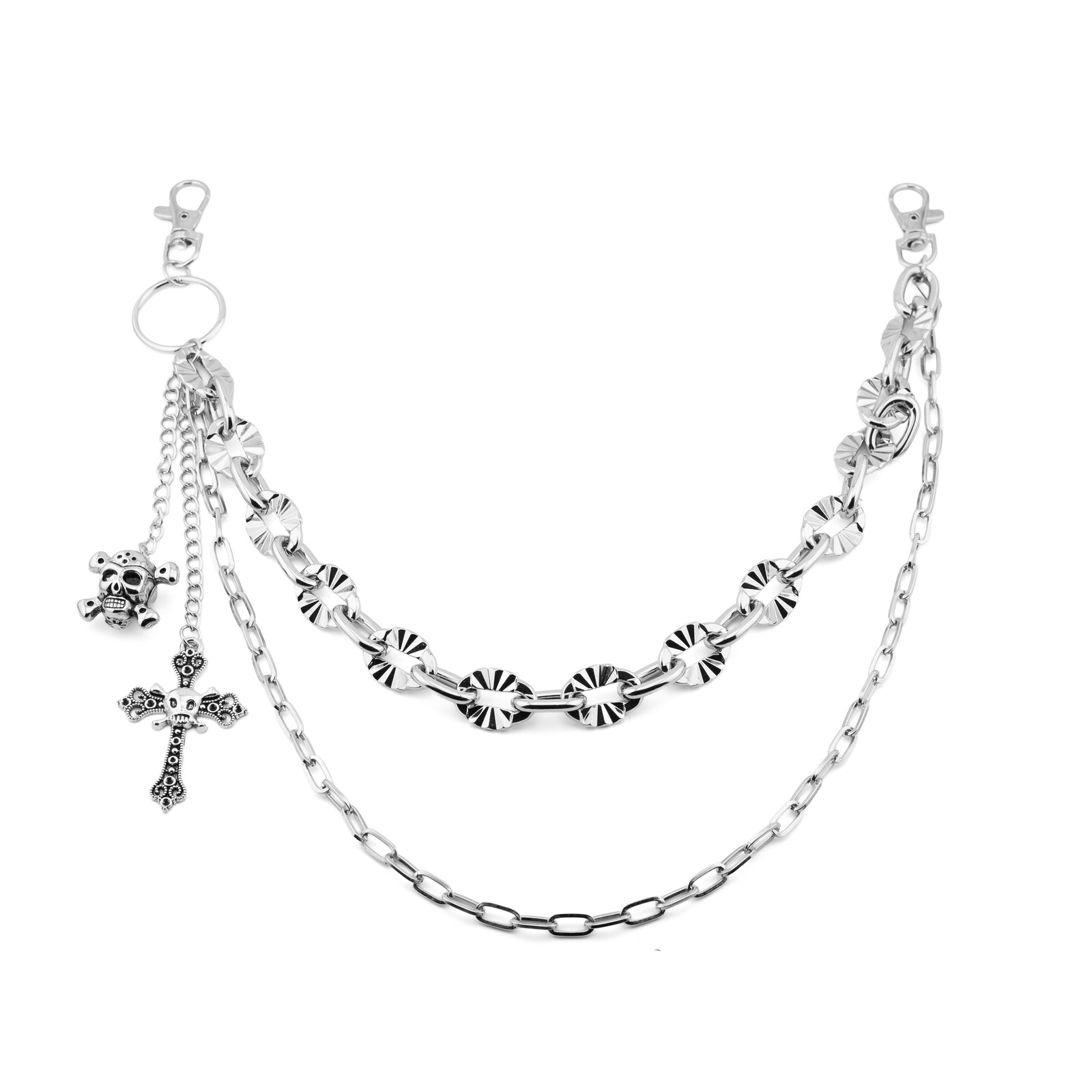 Bone Cross 01 Silver Waist Chain