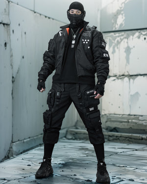 XB-03 Black Short Bomber Jacket