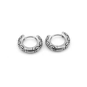 Cross Rows Silver Stainless Steel Earrings