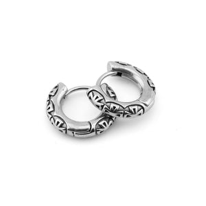 Cross Rows Silver Stainless Steel Earrings