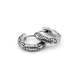 Cross Rows Silver Stainless Steel Earrings