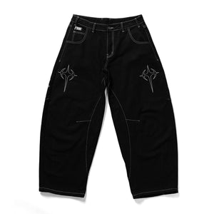 BRE-Cross Black Barrel Denim Pants