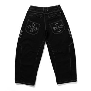 BRE-Cross Black Barrel Denim Pants