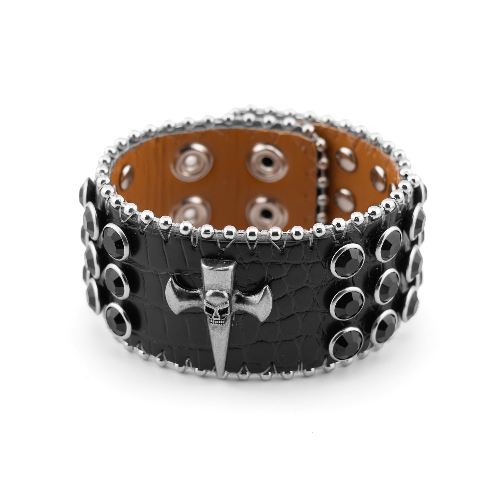 Stone Studded Pleather Bracelet