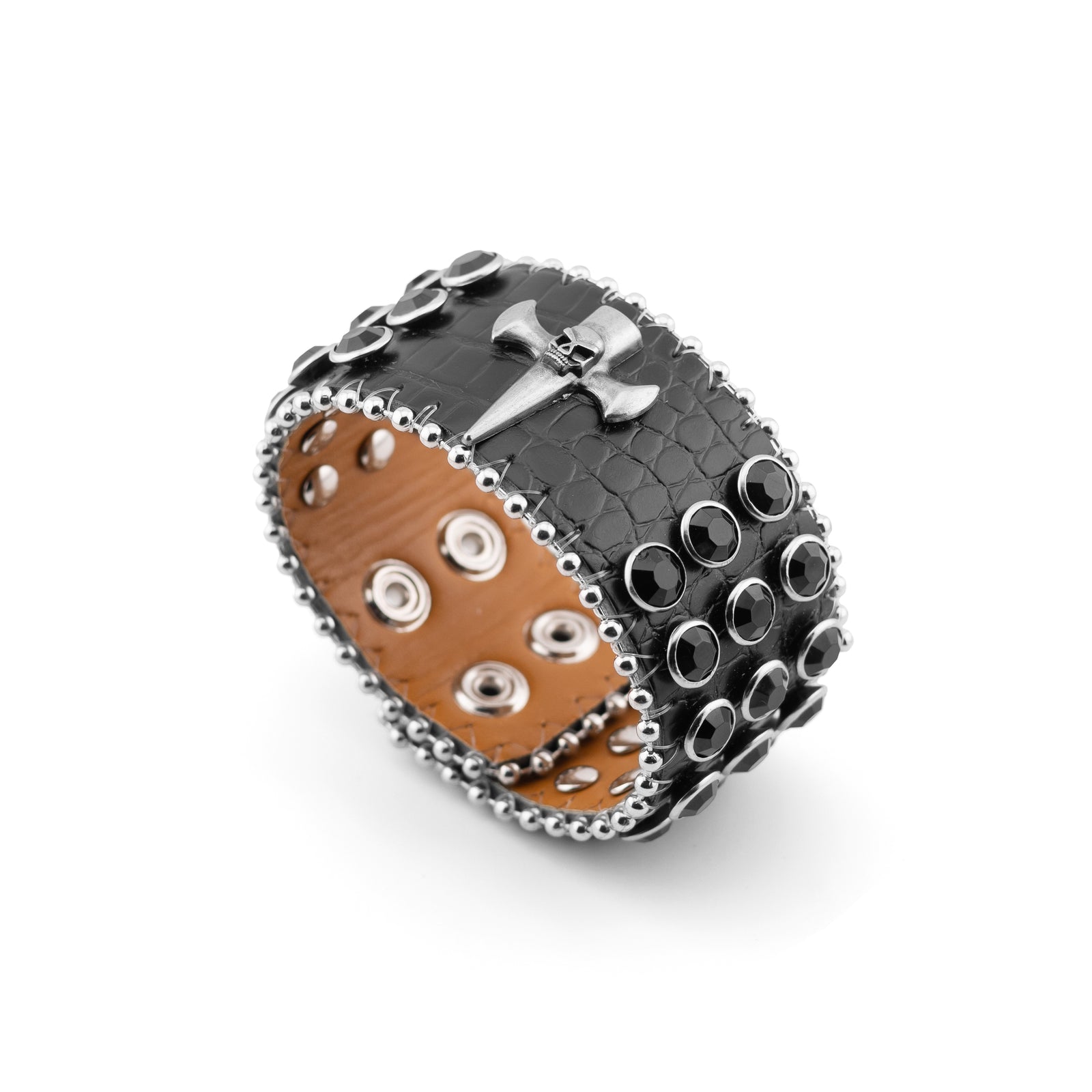 Stone Studded Pleather Bracelet