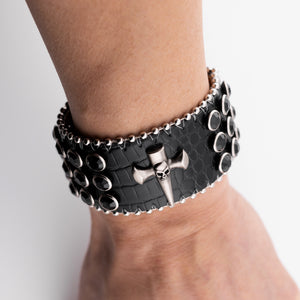Stone Studded Pleather Bracelet
