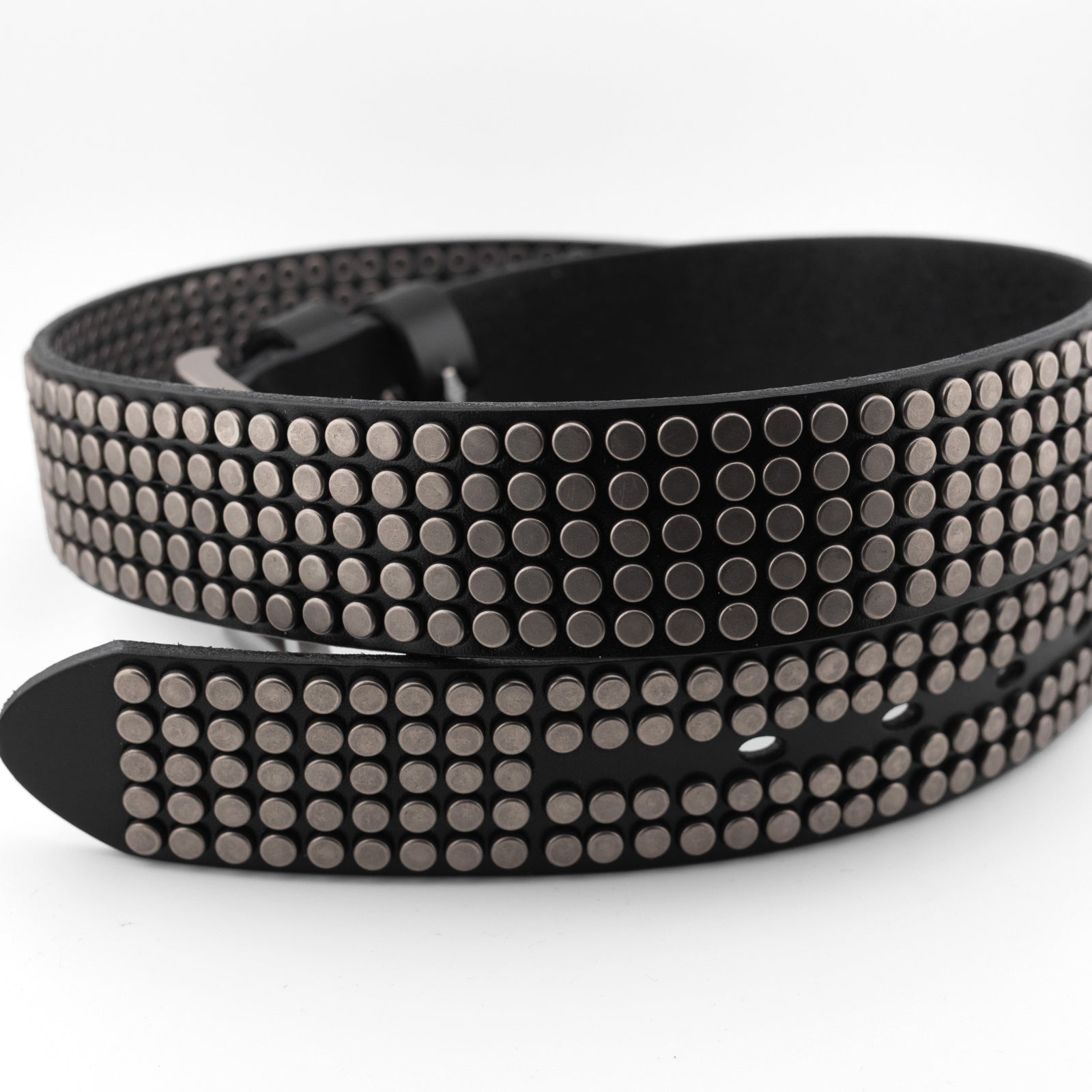 Array Studded Black Leather Belt