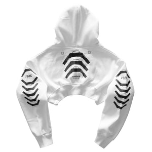 Augmental White Super Crop Hoodie