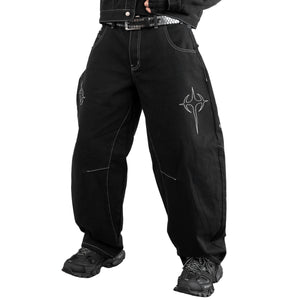 BRE-Cross Black Barrel Denim Pants