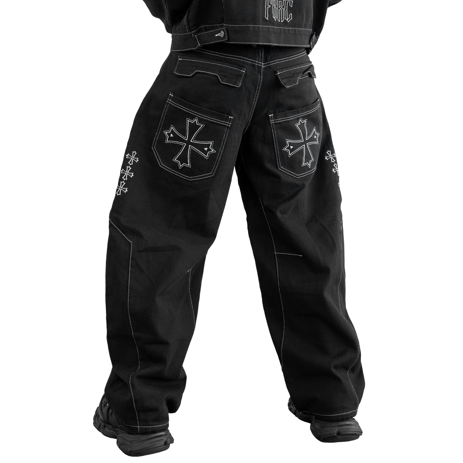BRE-Cross Black Barrel Denim Pants