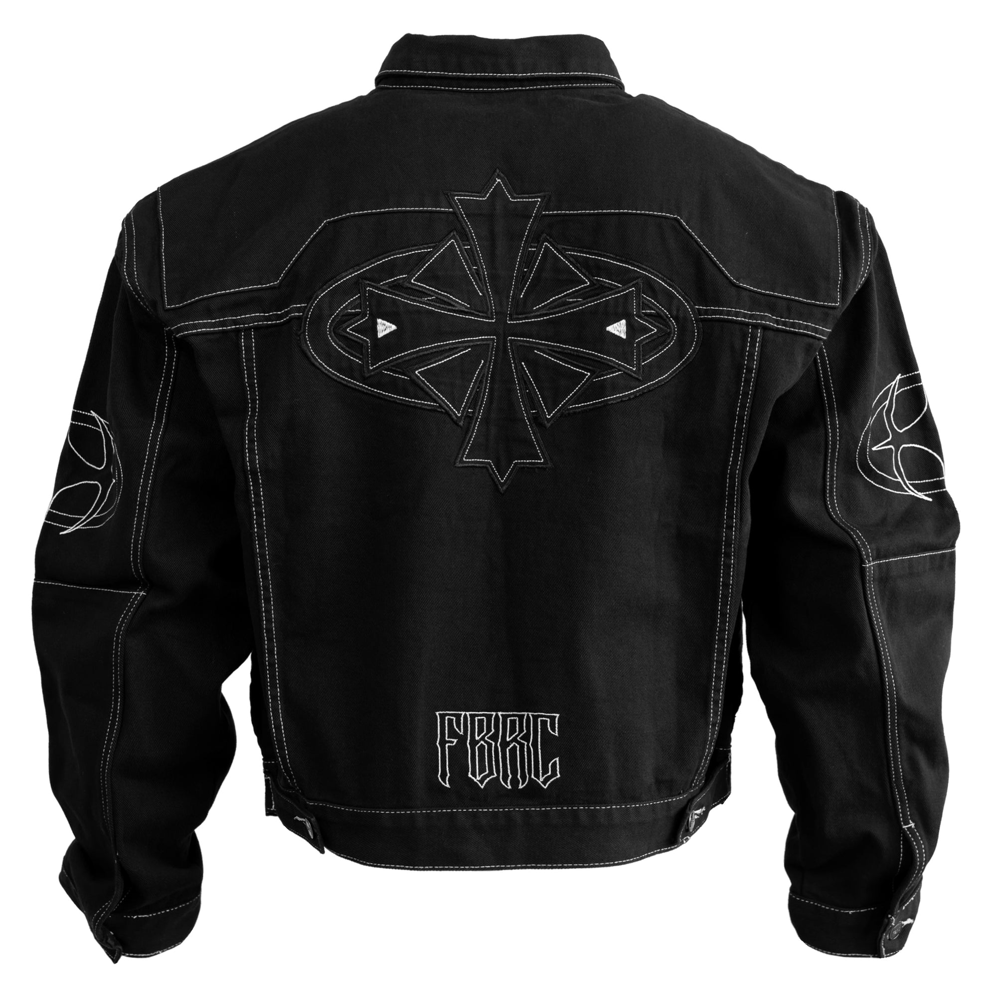BRE-Cross Black Denim Jacket - Fabric of the Universe