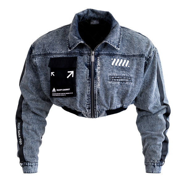CDJ-Type 006R Acid Denim Crop Bomber - Fabric of the Universe