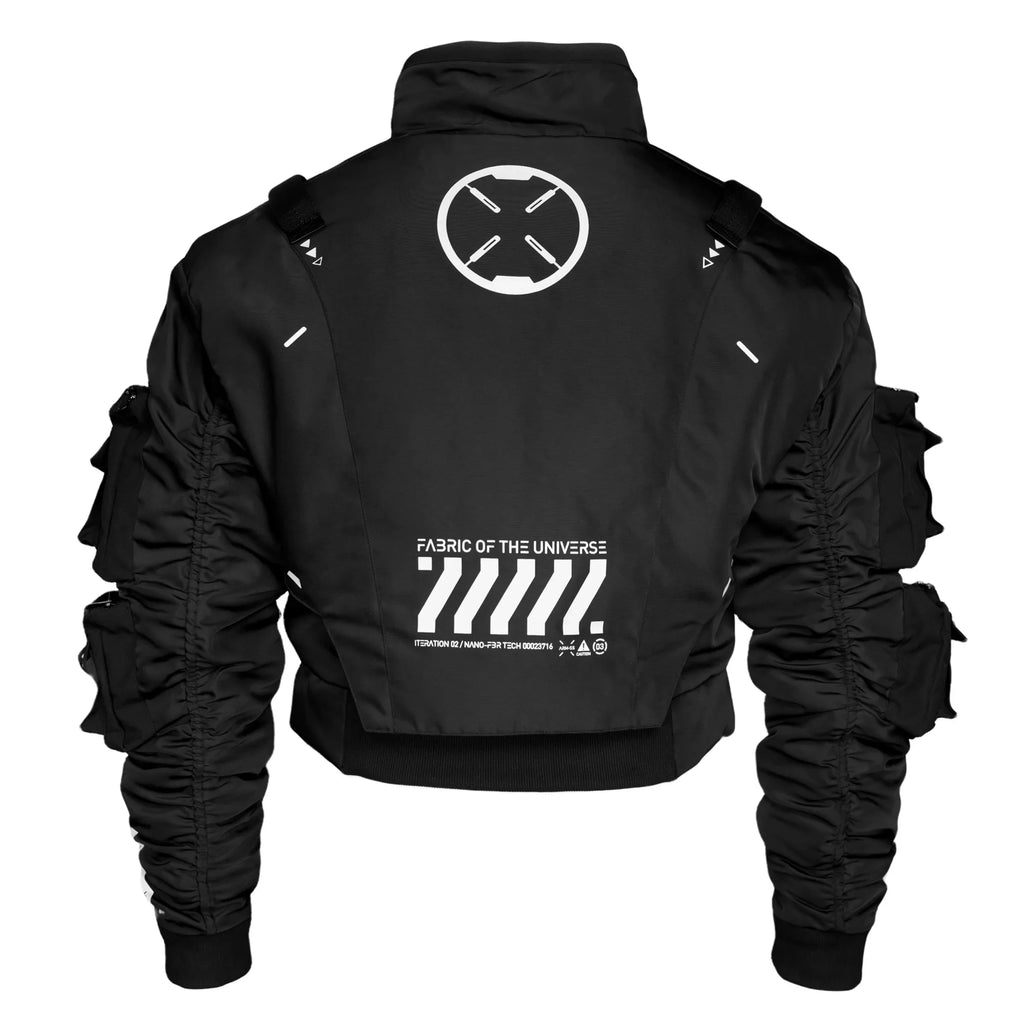 CRB-004 Black Crop Bomber Jacket - Fabric of the Universe
