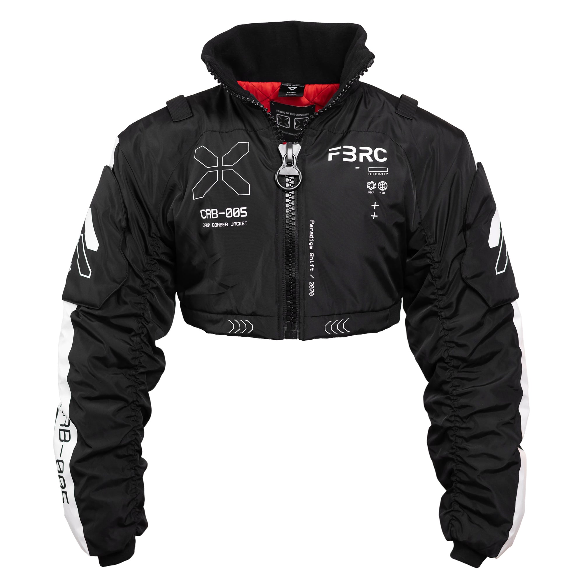 CRB-005 Black Crop Bomber Jacket - Fabric of the Universe