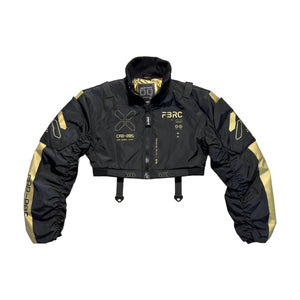 CRB-005 Black Gold Crop Bomber Jacket