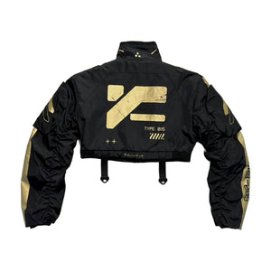 CRB-005 Black Gold Crop Bomber Jacket