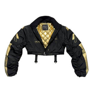CRB-005 Black Gold Crop Bomber Jacket
