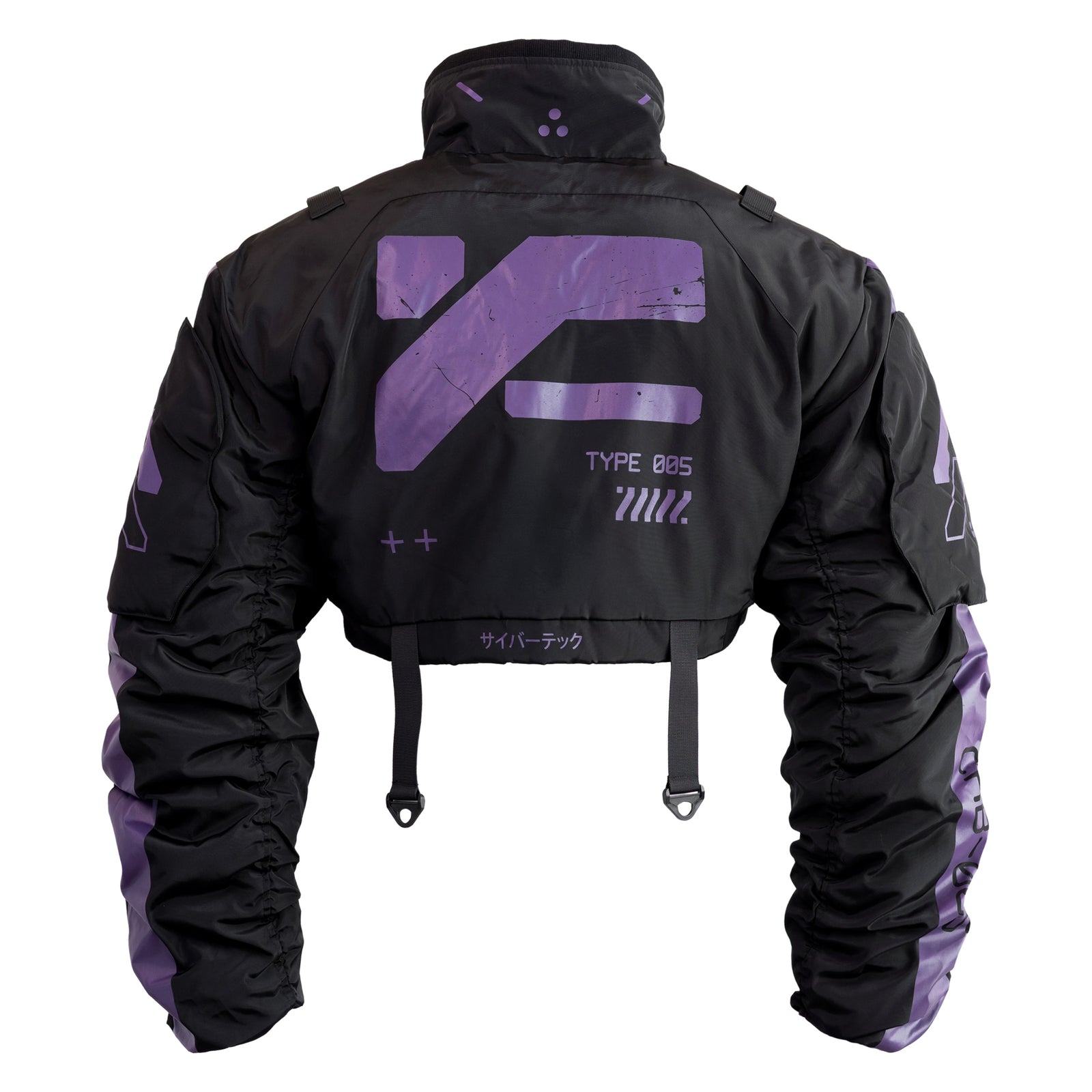CRB-005 Black Purple Crop Bomber Jacket