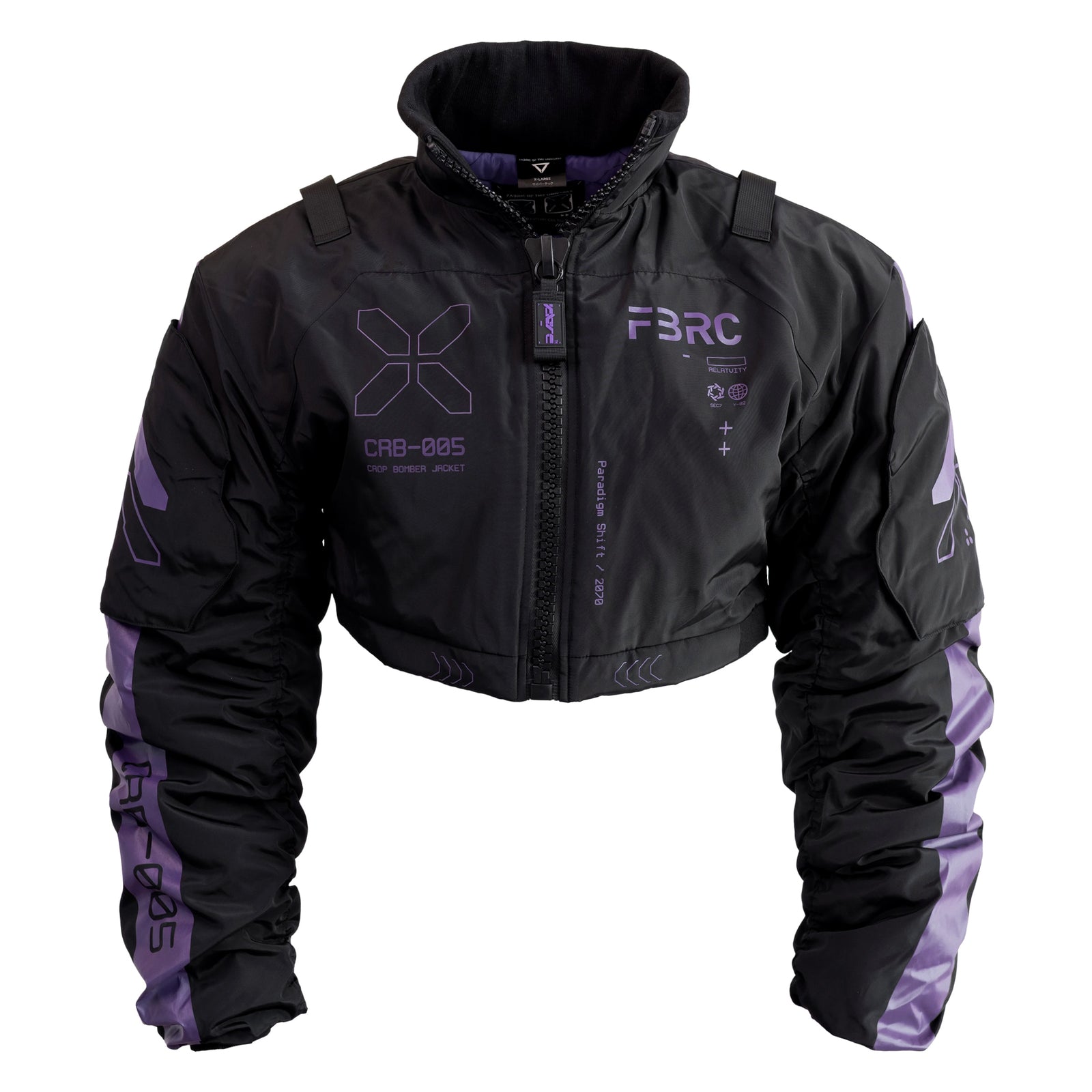CRB-005 Black Purple Crop Bomber Jacket