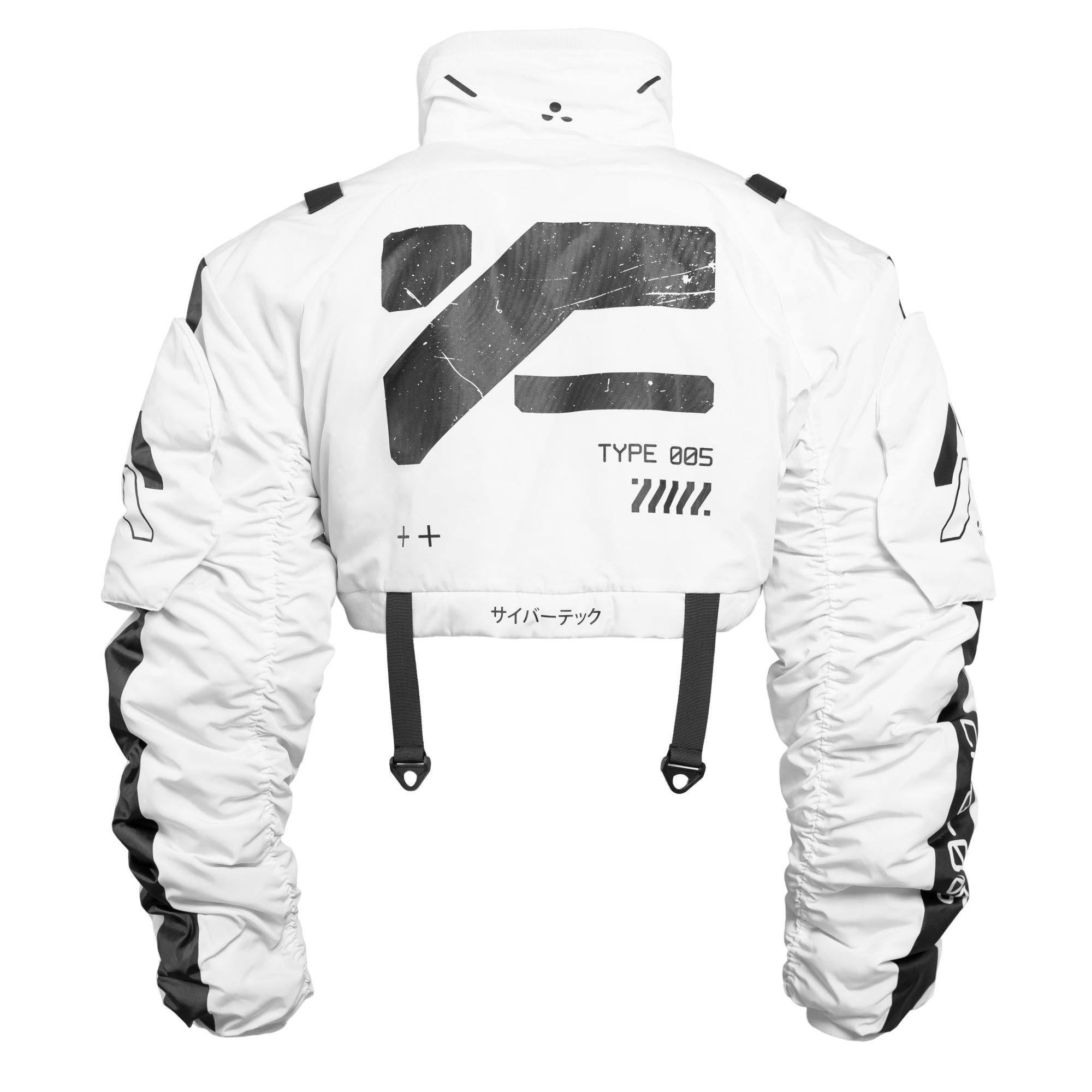 CRB-005 White Crop Bomber Jacket - Fabric of the Universe