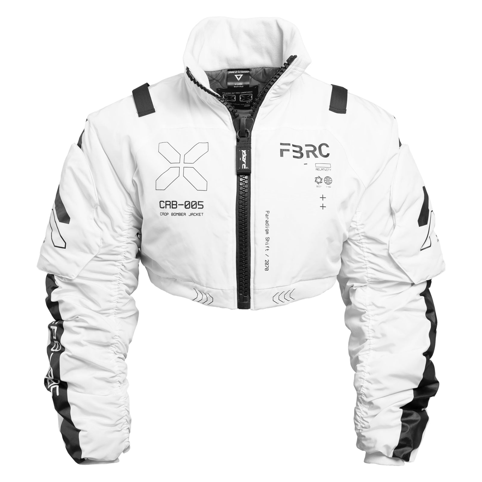 CRB-005 White Crop Bomber Jacket