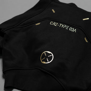 CRZ-Type 03A Black Gold Crop Zip Hoodie