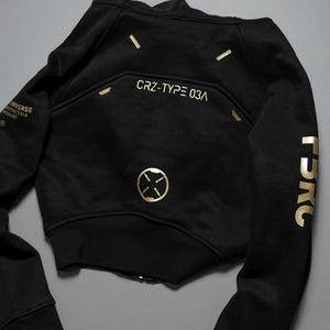 CRZ-Type 03A Black Gold Crop Zip Hoodie