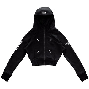 CRZ-Type 03A Black Crop Zip Hoodie