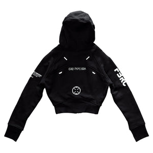 CRZ-Type 03A Black Crop Zip Hoodie