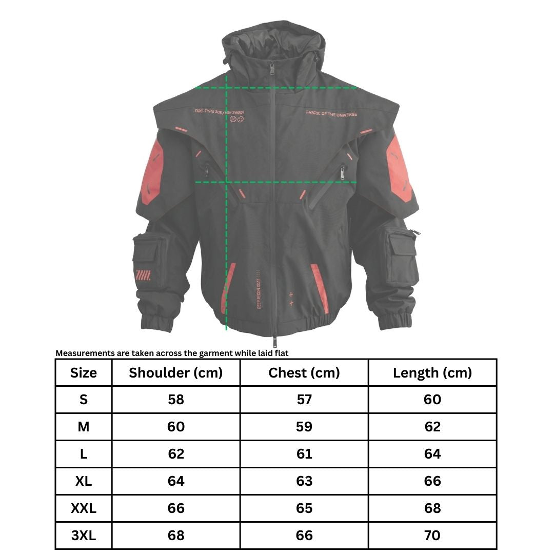 DRC-305 Black Red Deep Recon Coat - Fabric of the Universe