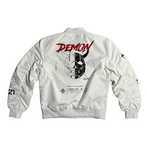 Genova Demon White LW Bomber Jacket